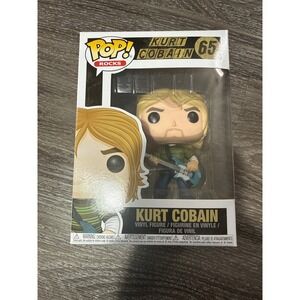 Funko Pop Rocks Kurt Cobain 65 Nirvana Vinyl Figure Blue Guitar Striped Sweater